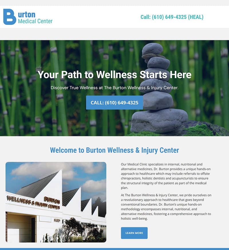 burton medical clinic website design