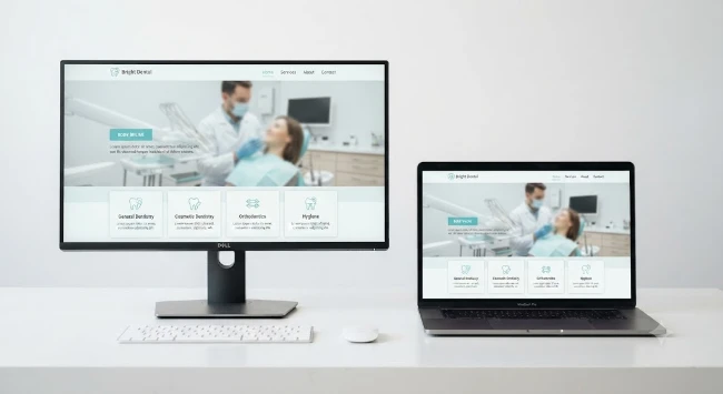 Dental website design shown on desktop and laptop